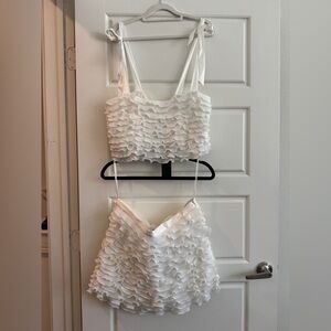 White Ruffled Two-Piece Set